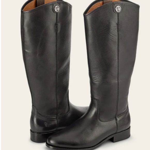 Frye Melissa Button 2 Tall Riding Boots, Black Leather, size 9.5 - Picture 1 of 12